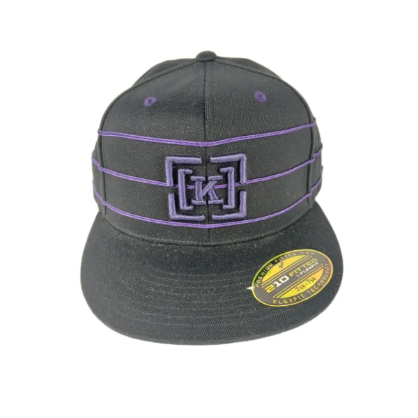 Krew Kr3w [K] Logo Black Purple 3 Stripes Size 7 1/4 - 7 5/8 Vinted Flexfit 210 Fitted Hat